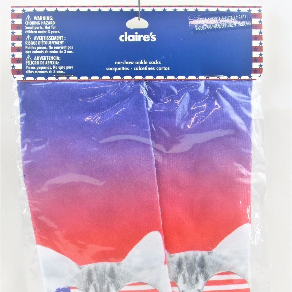 Stars/Stripes Cats Wearing Sunglasses NoShow Socks
